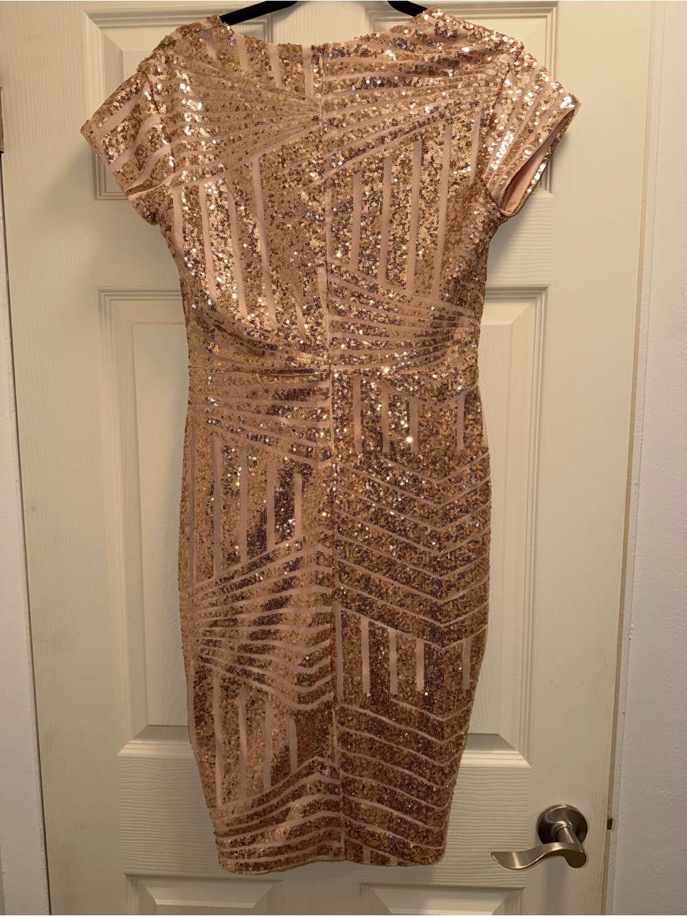 Elegant Rose Gold Sequin Wrap Dress- SIZE LARGE - Picture 7 of 7